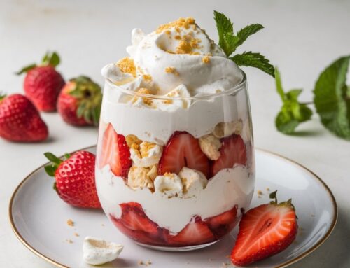 Vasitos de verano con frutas, miel y helado